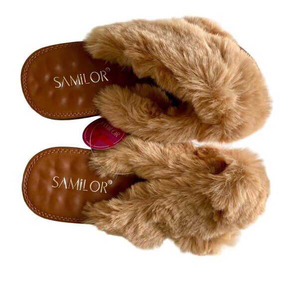 Samilor Fluffy Criss Cross Slippers Women's Size 7/8 NEW NWT - Picture 12 of 12